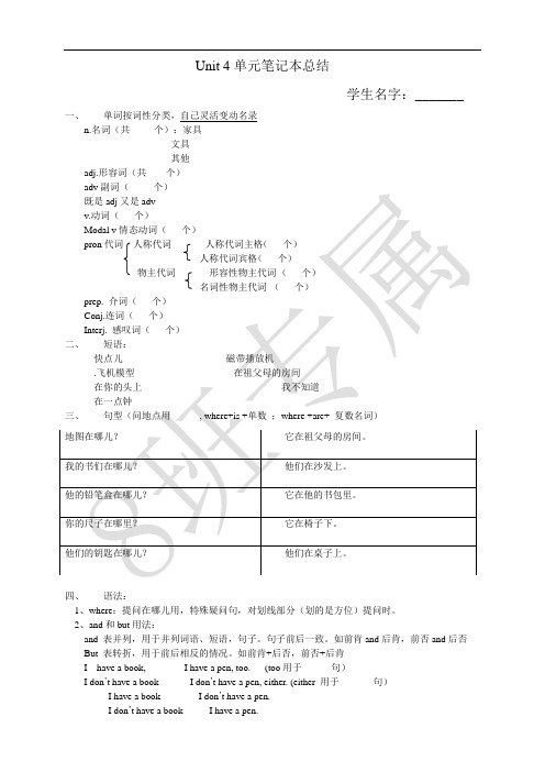 unit 4 知识点、语法、思维导图归纳(自创)