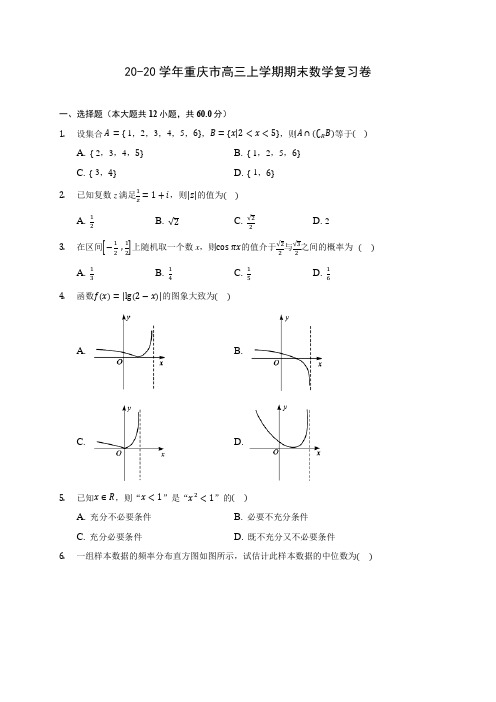 20-20学年重庆市高三上学期期末数学复习卷 (有解析)