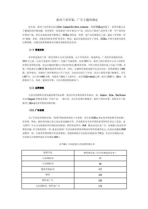 新西兰奇异果广告主题的确定