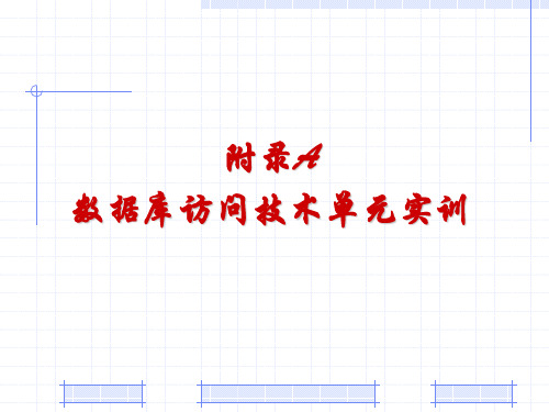 ADO.NET数据库访问技术案例教程 附录A数据库访问技术单元实训.ppt