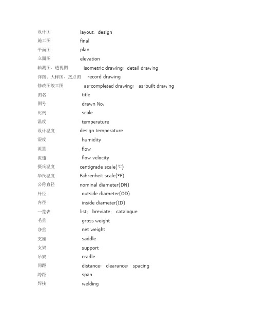 施工图中英文对照词汇表