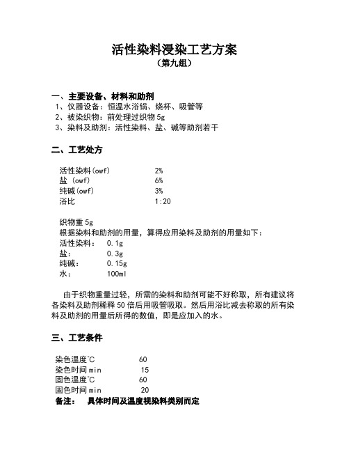 活性染料浸染工艺方案