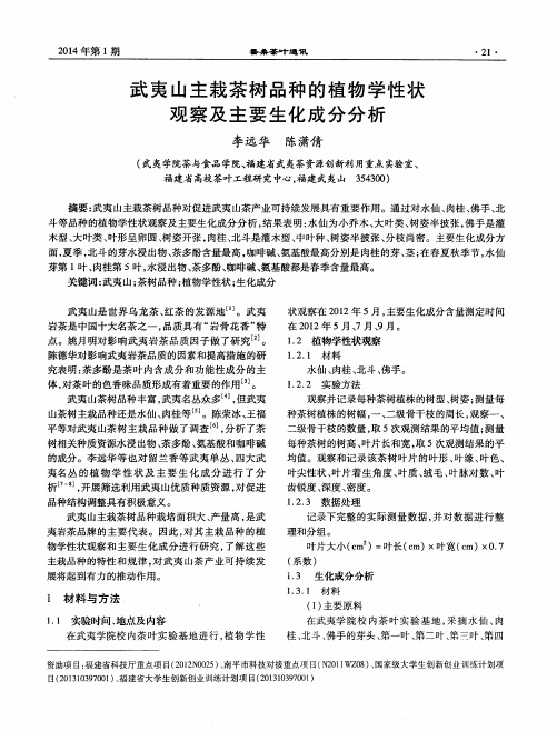 武夷山主栽茶树品种的植物学性状观察及主要生化成分分析