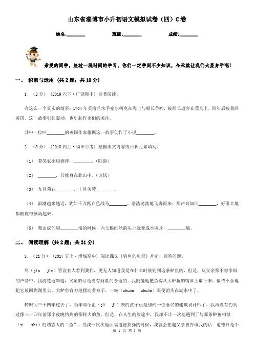 山东省淄博市小升初语文模拟试卷(四)C卷