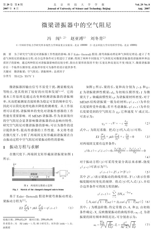 微梁谐振器中的空气阻尼