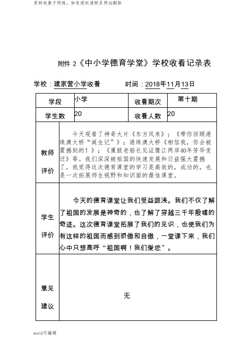 《中小学德育学堂》学校收看记录讲解学习