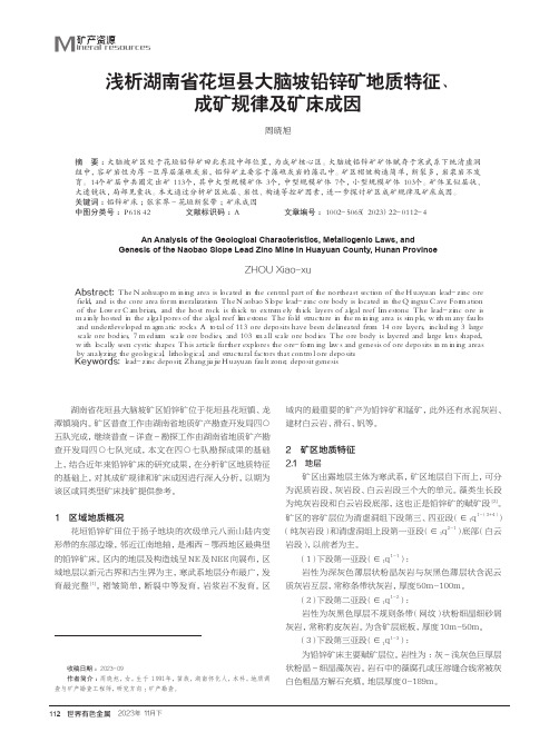 浅析湖南省花垣县大脑坡铅锌矿地质特征、成矿规律及矿床成因