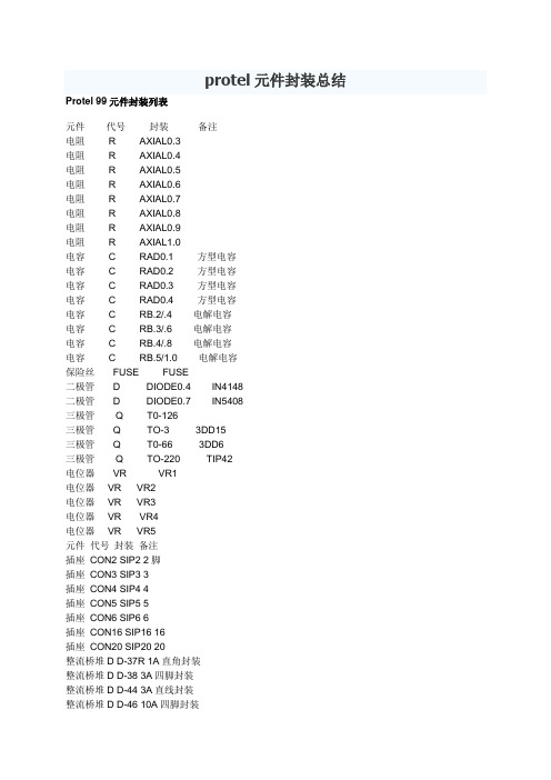 protel元件封装全集