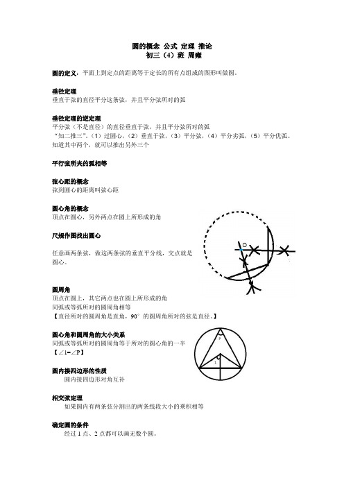 圆的概念-公式-定理-推论