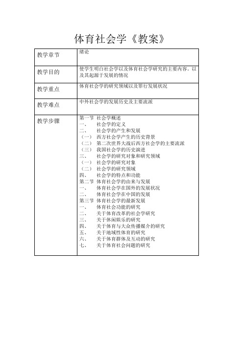 体育社会学(绪论)教案