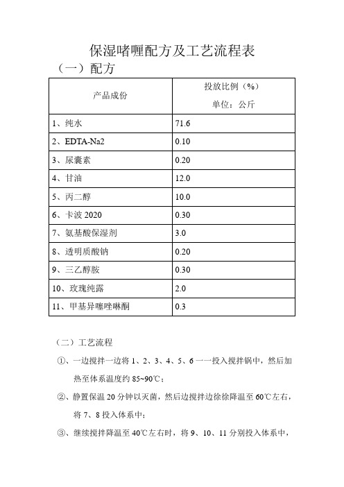 保湿啫喱配方及工艺