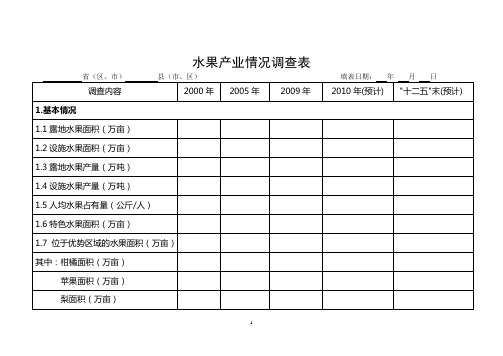 水果产业情况调查表