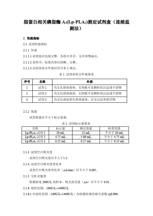 脂蛋白相关磷脂酶A2(Lp—PLA2)测定试剂盒(连续监测法) 产品技术要求性能指标sky