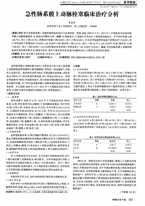 急性肠系膜上动脉栓塞临床治疗分析