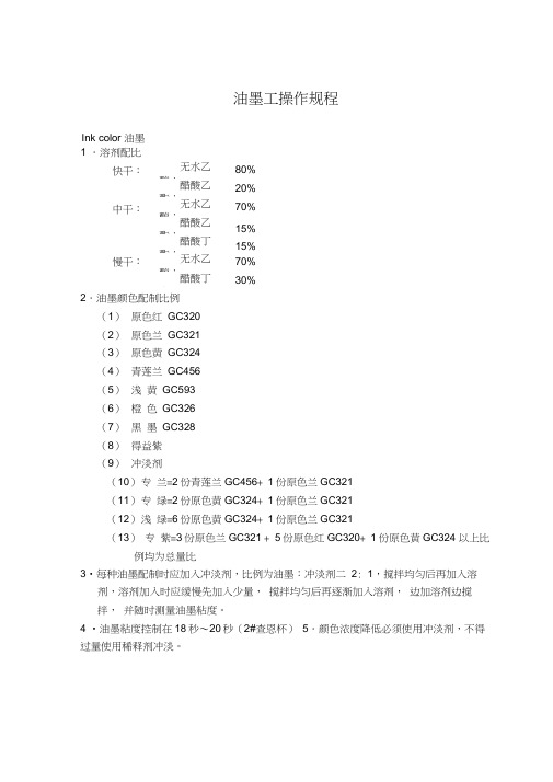 油墨调配工操作规程