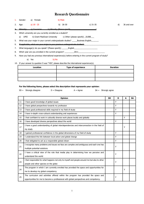 Research Questionnaire