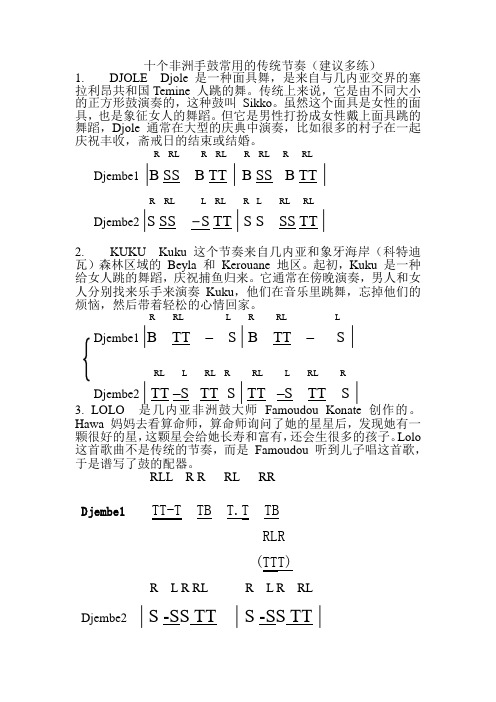 十个非洲手鼓常用的传统节奏(建议多练)