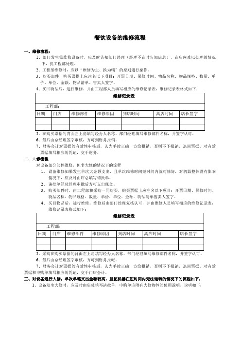 餐饮设备的维修流程