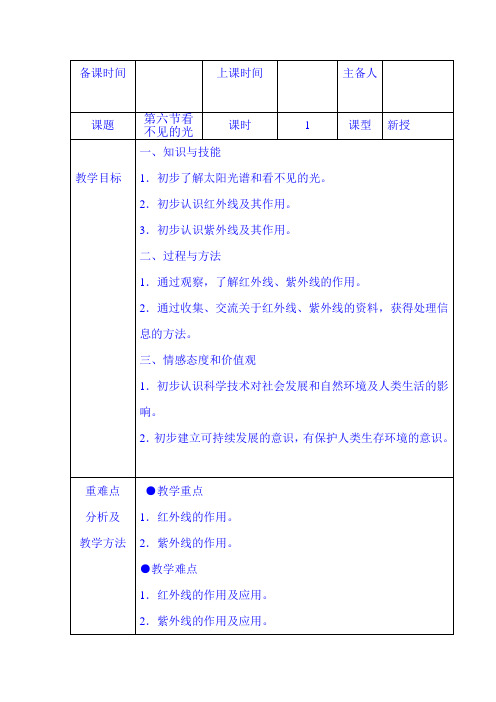 苏科版八年级物理上册《三章. 光现象  二、人眼看不见的光》优质课教案_2