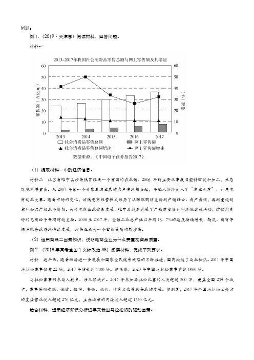 2021年高考政治主观题专项训练：生活与消费  