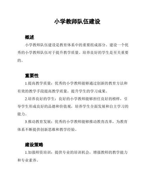 小学教师队伍建设