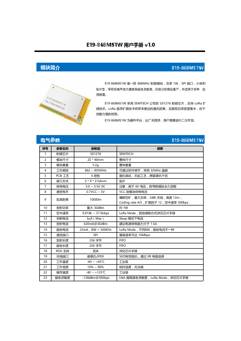 亿佰特(Ebyte)-LoRa收发一体SPI接口的868MHz射频模块