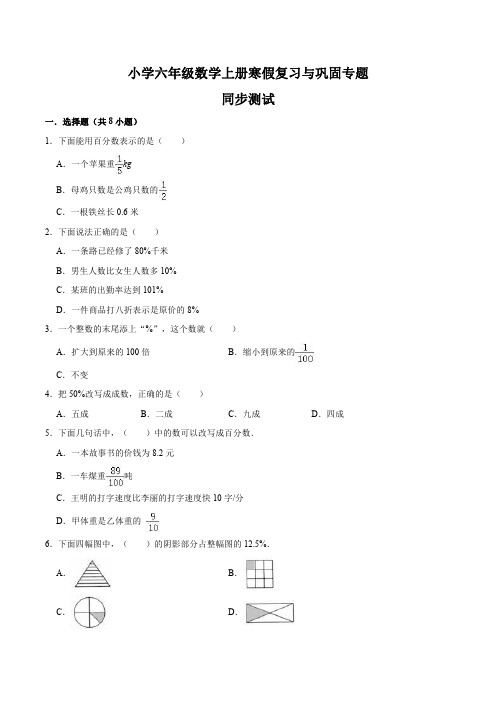 人教部编版 六年级 数学 寒假巩固与提升专题 同步测试06百分数(同步测试)