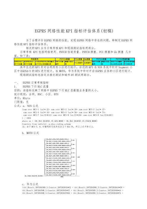 KPI绩效指标-EGPRS网络性能KPI指标评价体系初稿 精品