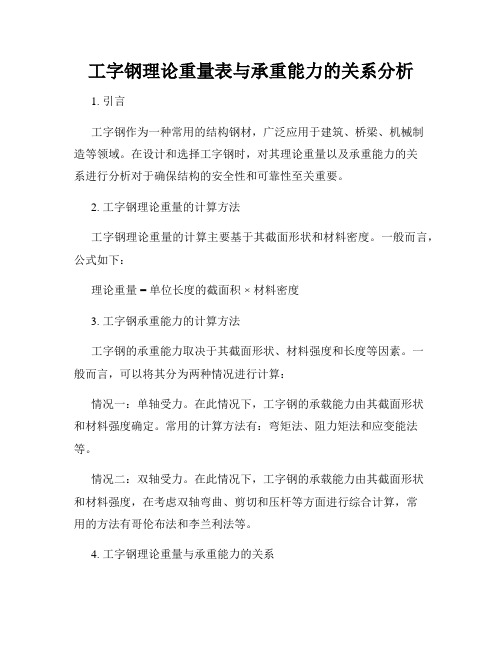 工字钢理论重量表与承重能力的关系分析