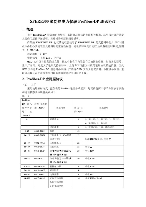 SFERE300多功能电力仪表profibus-dp通讯说明New