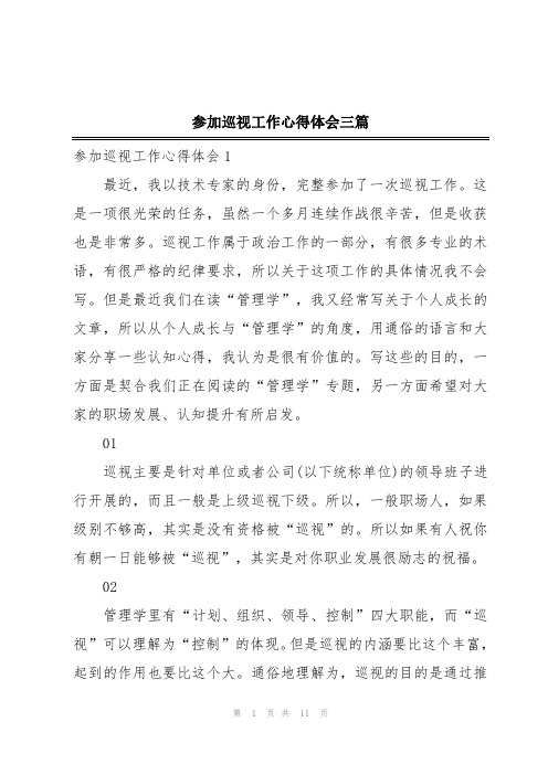 参加巡视工作心得体会三篇