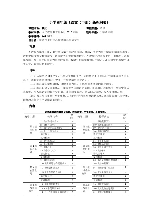 小学四年级下册导学案范文