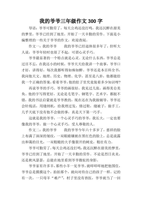 我的爷爷三年级作文300字