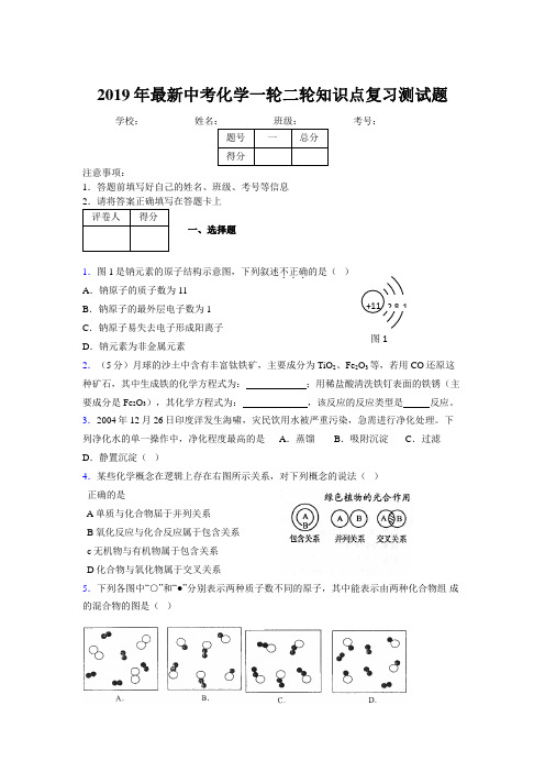 2019年最新中考化学一轮二轮知识点复习测试题589002