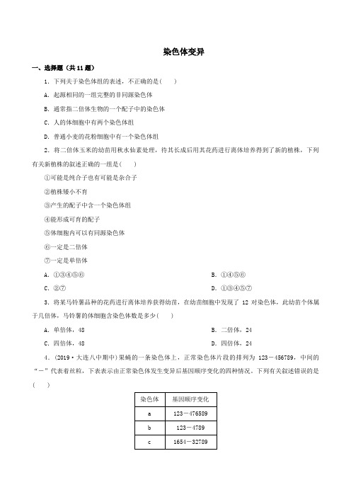 【新】春季高一人教版生物必修二  5.2 《染色体变异》测试题(含答案)