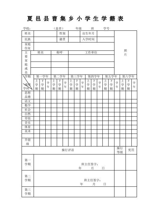 小学生学籍表