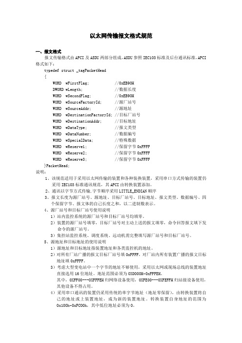 以太网传输帧报文格式