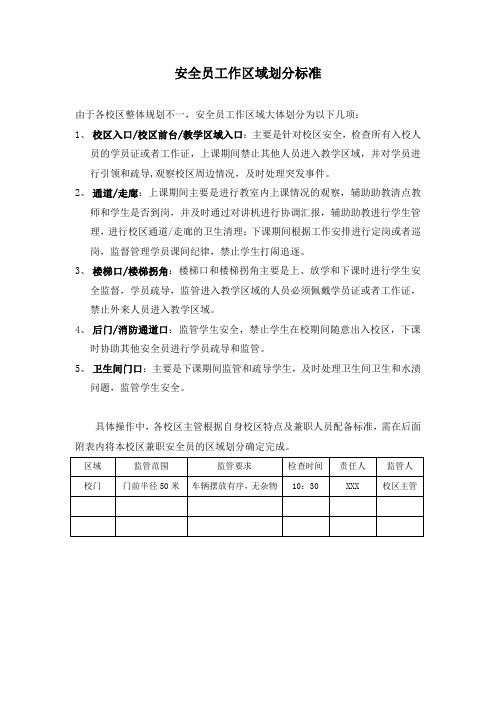 安全员工作区域划分标准