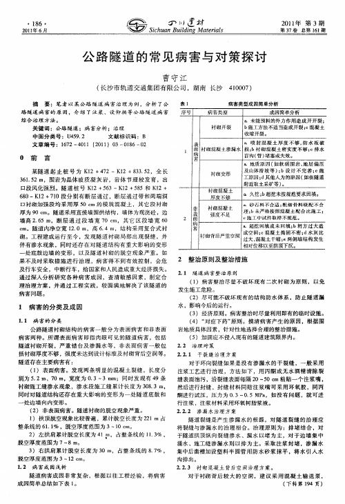 公路隧道的常见病害与对策探讨