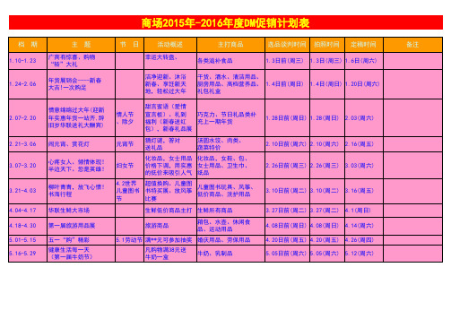 商场2015年-2016年全年促销计划模板 超市全年促销活动方案