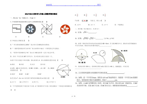 2012-2013学年安阳市九年级上数学期末试卷