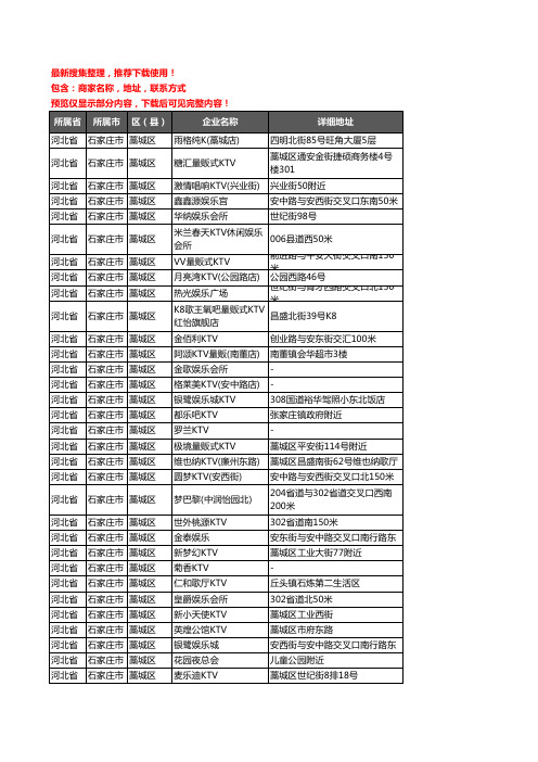 新版河北省石家庄市藁城区KTV企业公司商家户名录单联系方式地址大全40家