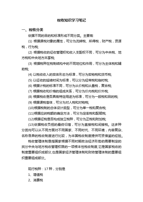 税收知识学习笔记