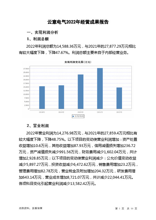 300304云意电气2022年经营成果报告