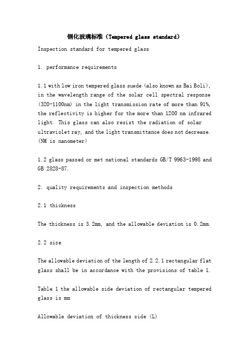 钢化玻璃标准（Temperedglassstandard）