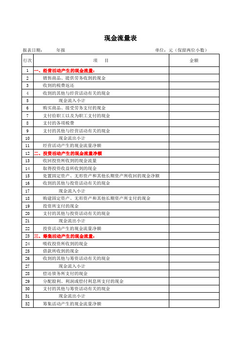 现金流量表(Excel版)