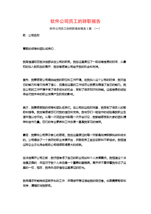 软件公司员工的辞职报告3篇