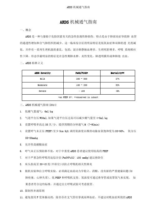 ARDS机械通气指南——病例讨论总结小结