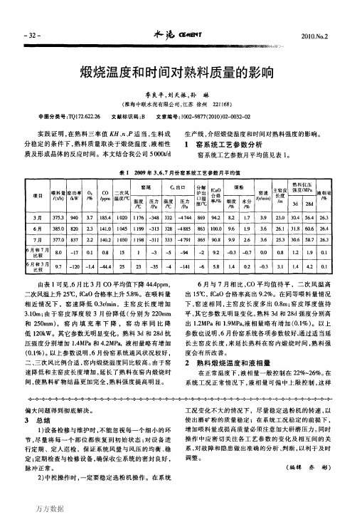 煅烧温度和时间对熟料质量的影响