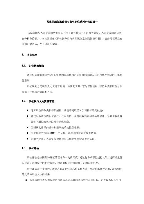 某集团职位族分类与典型职位系列职位说明书